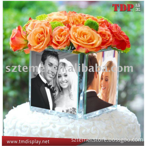 6 sides large small magic rotating plastic plexiglass acrylic picture frame cubes 4x6 photo Cube clear acrylic photo frame cube